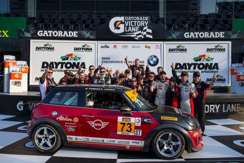 MINI JCW Team celebrates their win at the 2017 BMW Endurance Challenge at Daytona 